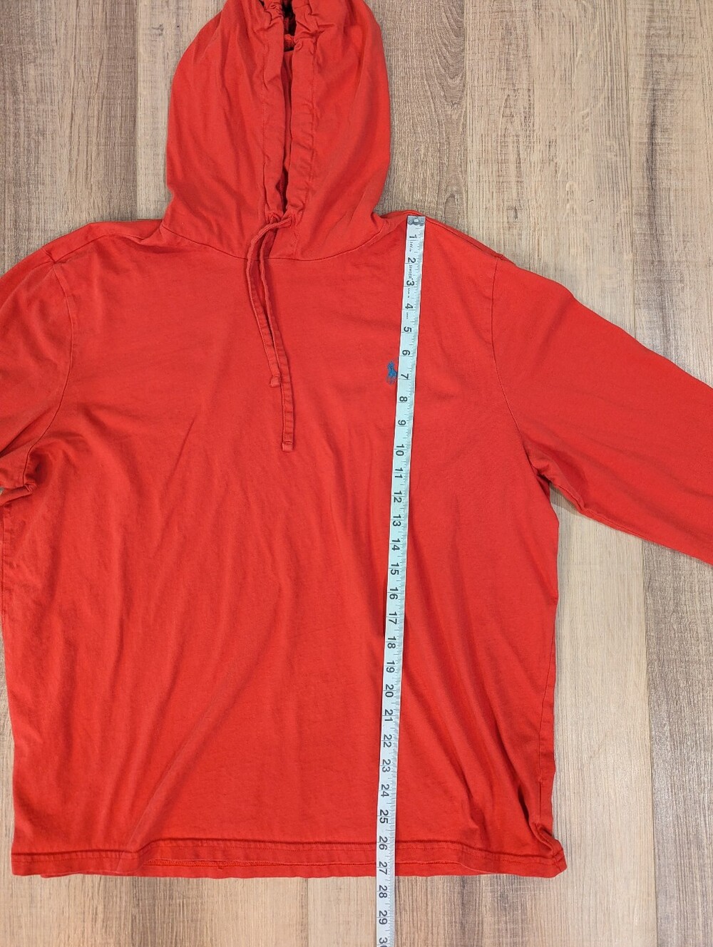Polo Ralph Lauren Hooded T-Shirt Hoodie Men's XL Red Lightweight Cotton Pony - Picture 5 of 9